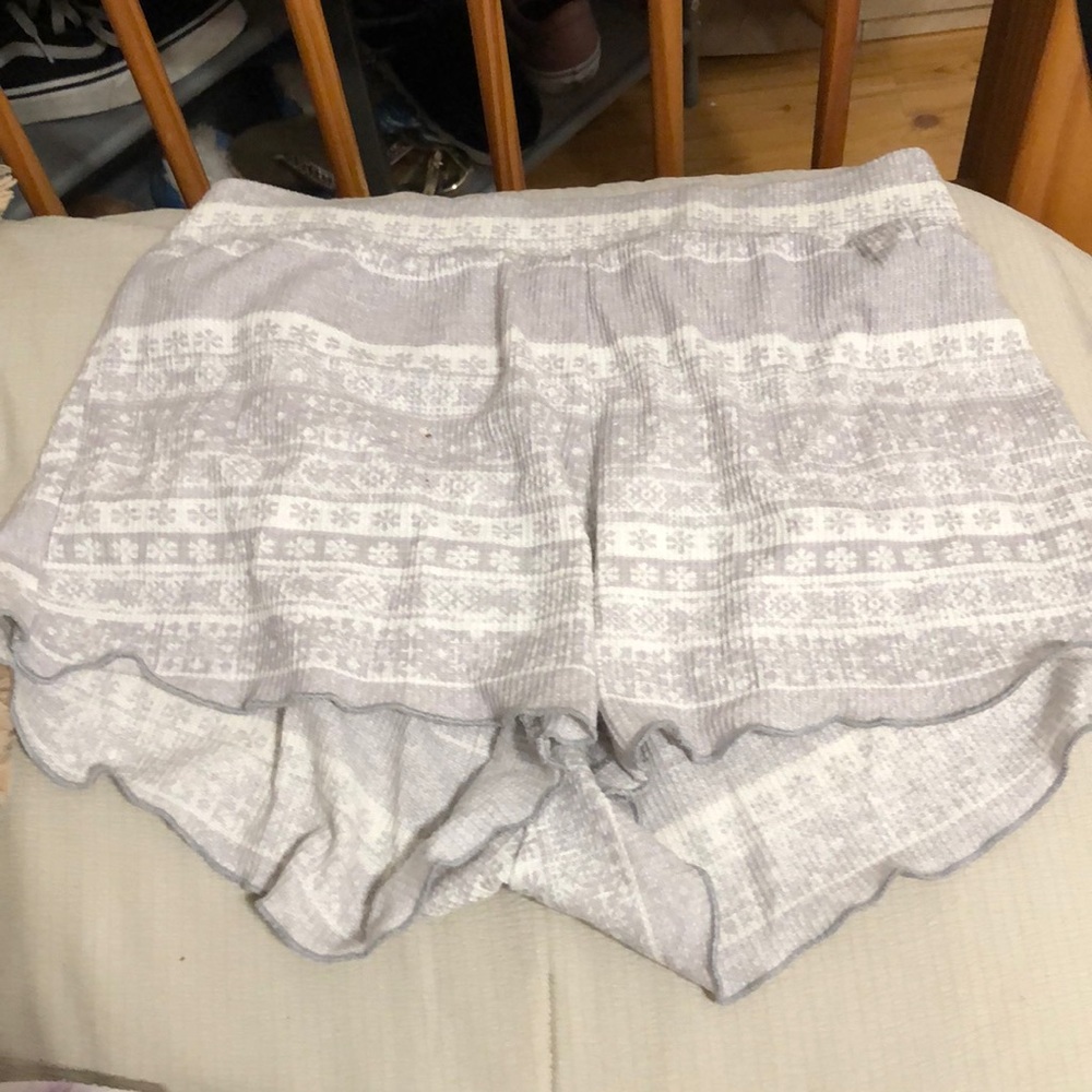 gray and white small pajama shorts, cotton, good condition